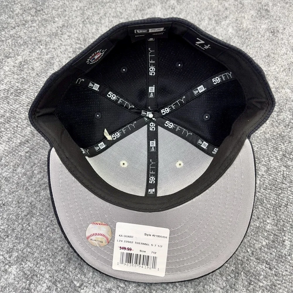 New York Yankees Hat New Era‎ 59FIFTY Fitted 7 1/2 Thermal Waffle Blue White Cap